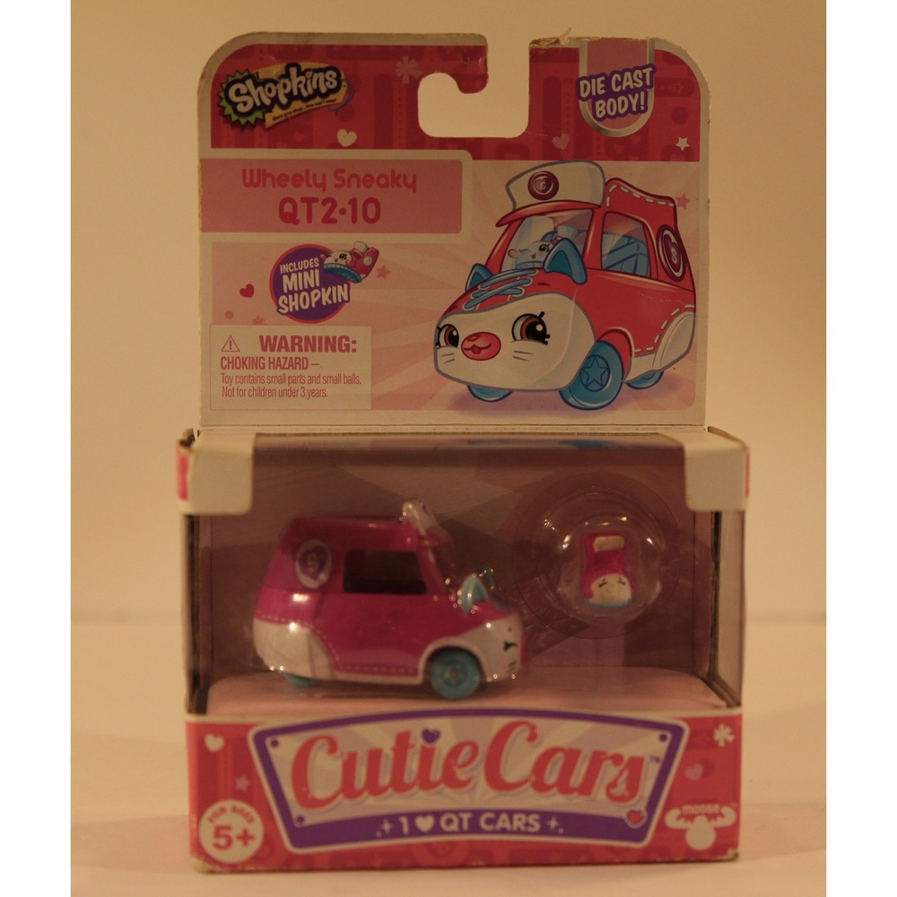 Shopkins Cutie Cars 1 Pink Wheely Sneaky Die-Cast # QT2-10 Brand New (F)